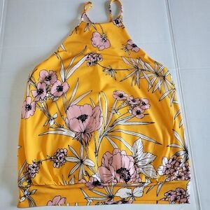 Express Yellow Floral Keyhole Back Sz XS